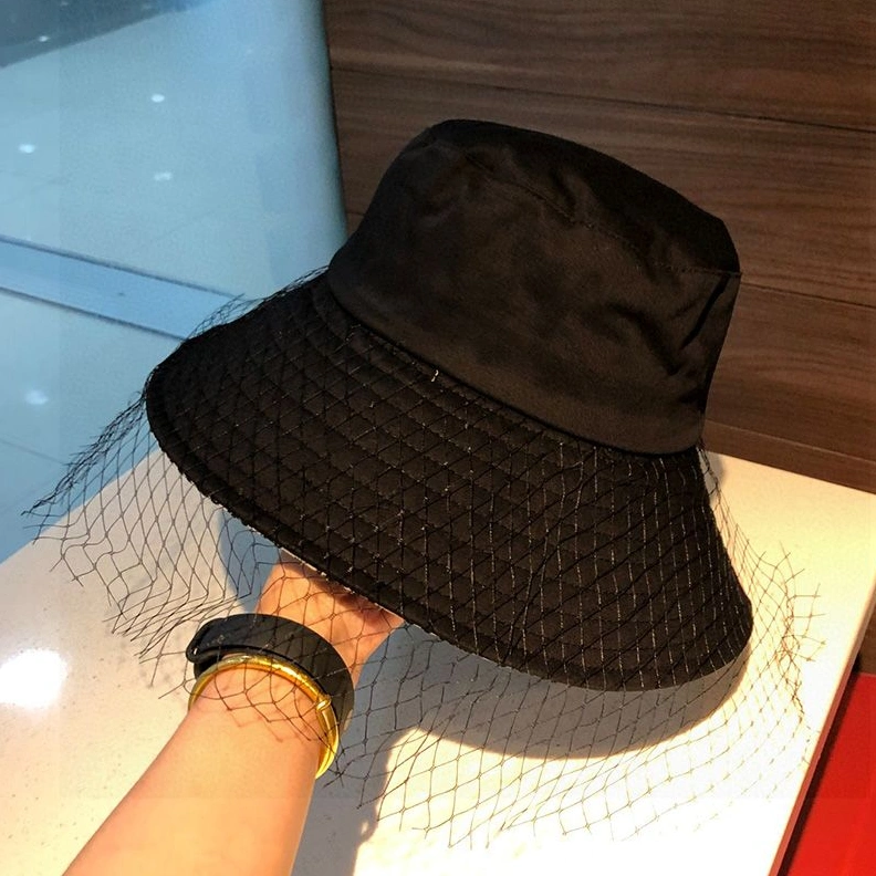 GoAnywhere 804 Dior Bucket Hat Teddy Oblique Motif Cotton With Veil Black