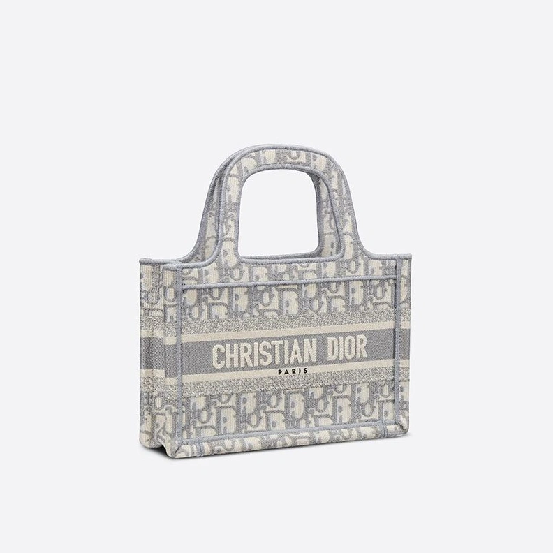 GoAnywhere 8956 Mini Dior Book Tote In Oblique Motif Canvas Grey