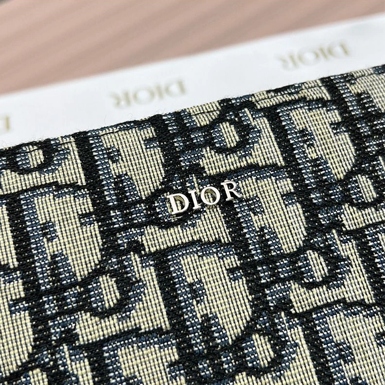 GoAnywhere 9893 Dior Silver Zipped Zip Wallet Oblique Motif Canvas Blue