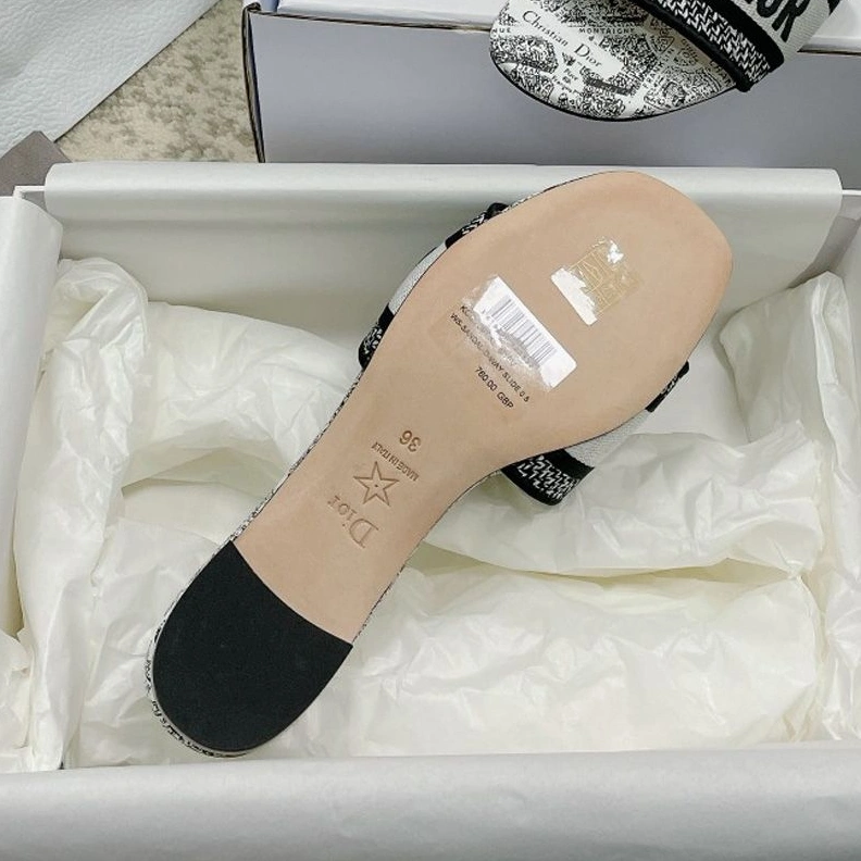 GoodFit 1026 Christian Dior Dway Slides Women Plan de Paris Motif Canvas White