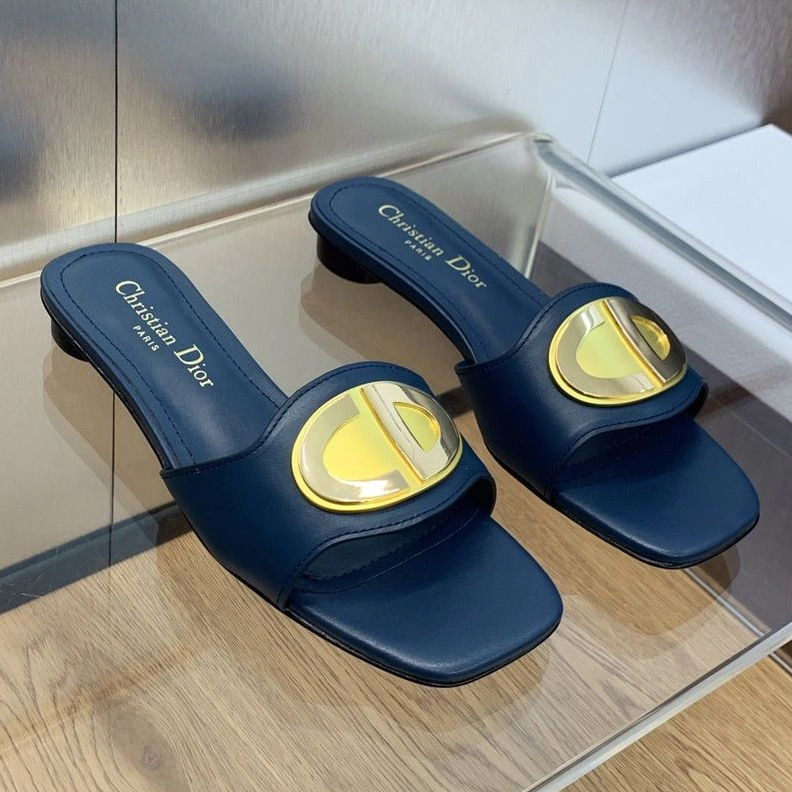 GoodFit 1511 Forever Dior Slides Women Calfskin Navy Blue
