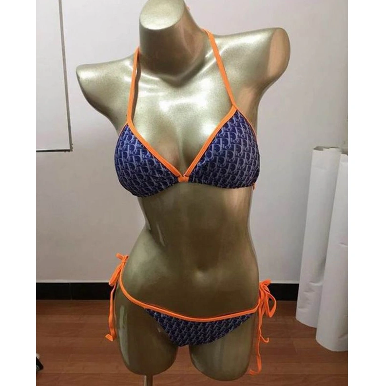 GoodFit 2002 Dior Bikini Women Oblique Motif Lycra Blue Orange