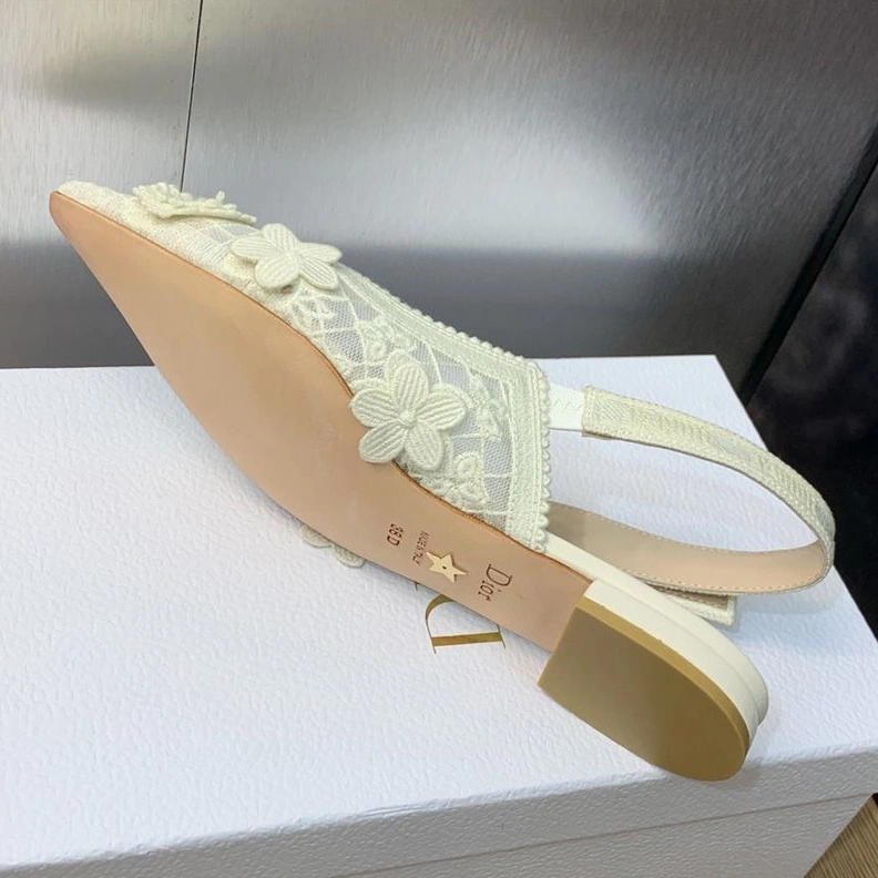 GoodFit 2592 J'Adior Slingback Pumps Women 3D D-lace Motif Transparent Mesh White