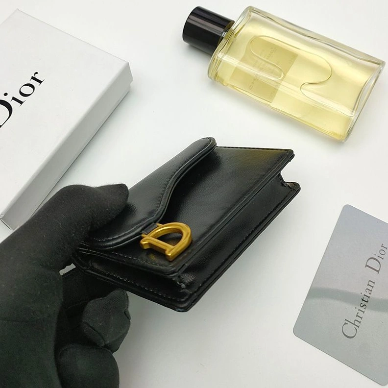 GoodFit 2868 Dior Saddle Bloom Card Holder In Goatskin Black
