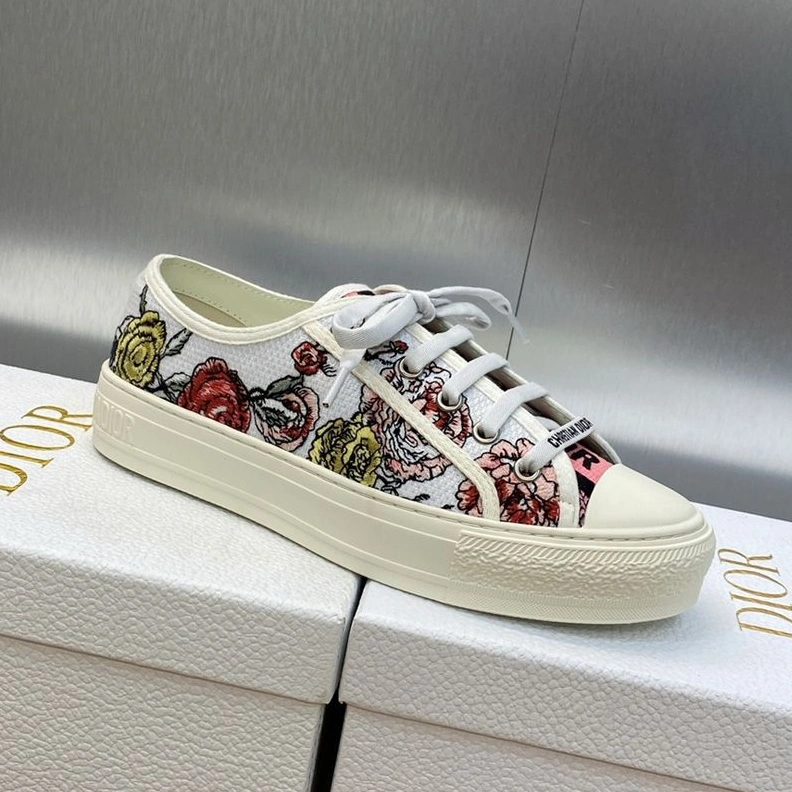 GoodFit 3802 Walk'n'Dior Sneakers Women Florilegio Motif Canvas White Pink