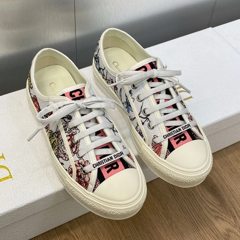 GoodFit 3802 Walk'n'Dior Sneakers Women Florilegio Motif Canvas White Pink