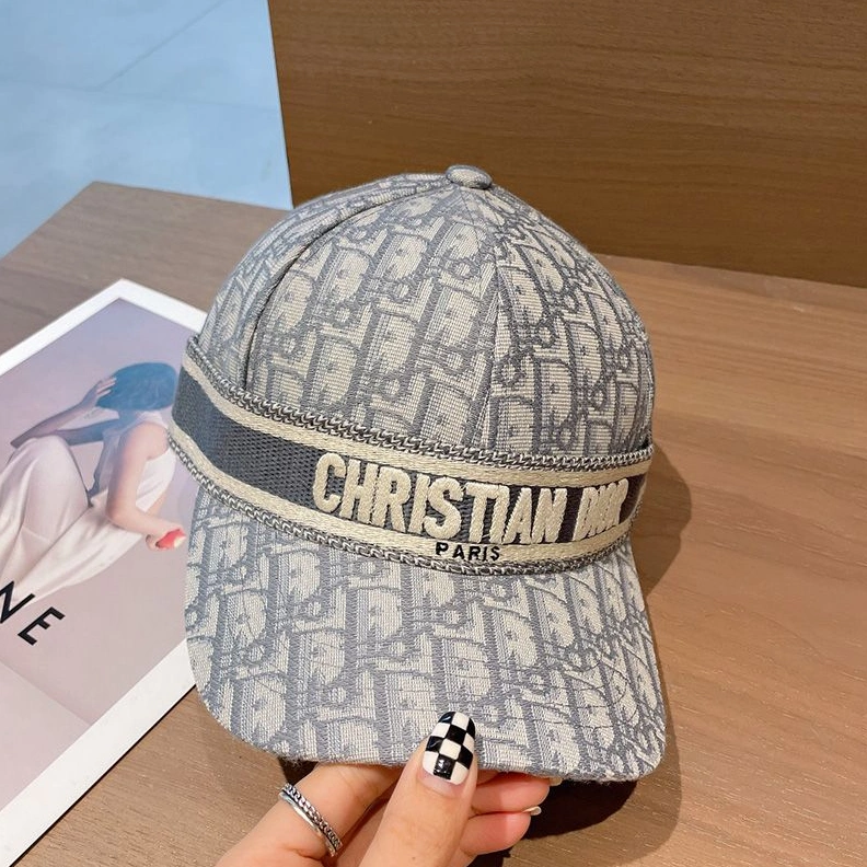 GoodFit 4496 Christian Dior Baseball Cap D-Oblique Motif Cotton Grey