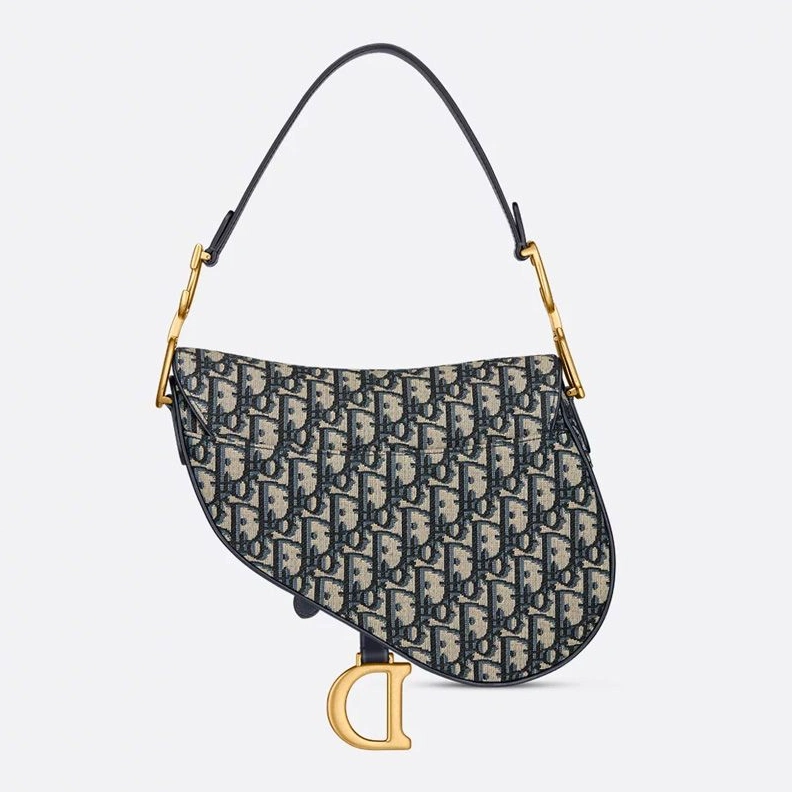 GoodFit 4957 Dior Saddle Bag with Strap In Oblique Motif Canvas Blue
