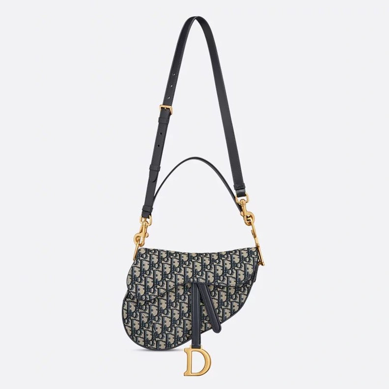 GoodFit 4957 Dior Saddle Bag with Strap In Oblique Motif Canvas Blue