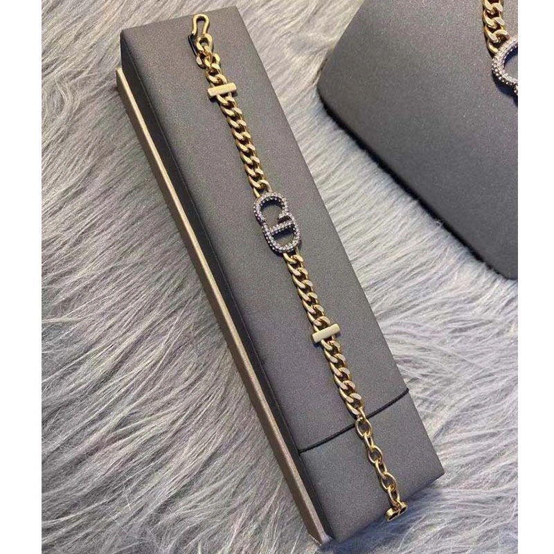 GoodFit 5342 Dior 30 Montaigne Bracelet Metal And White Crystals Gold