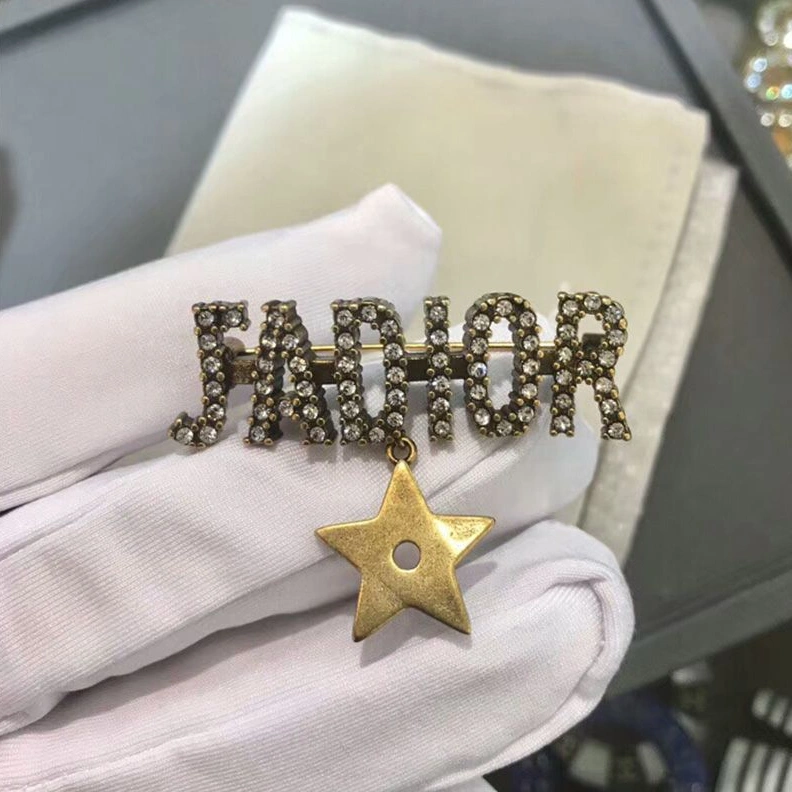 GoodFit 7081 J'Adior Brooch with Star White Crystals Gold