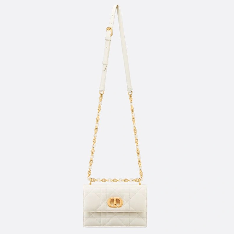 GoodFit 7140 Mini Dior Miss Caro Bag Macrocannage Lambskin White