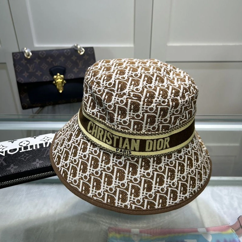 GoodFit 745 Christian Dior Bucket Hat D-Oblique Motif Canvas Brown