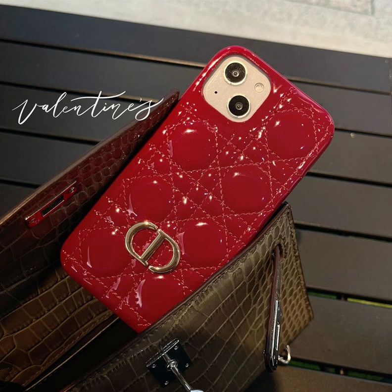 GoodFit 7577 Dior CD iPhone Case Cannage Patent Leather Red