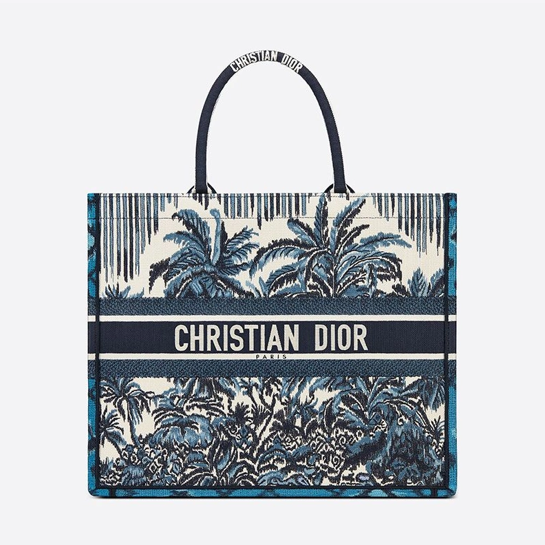 GoodFit 8029 Dior Book Tote Palms Motif Canvas Blue