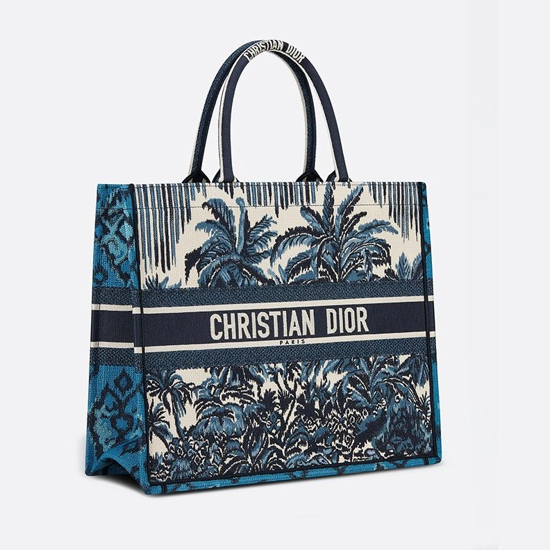 GoodFit 8029 Dior Book Tote Palms Motif Canvas Blue