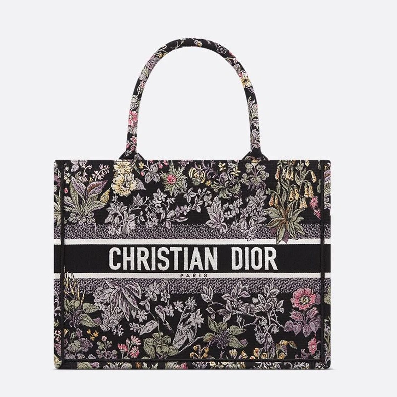 GoodFit 8255 Dior Book Tote In Millefiori Unicorn Motif Canvas Black