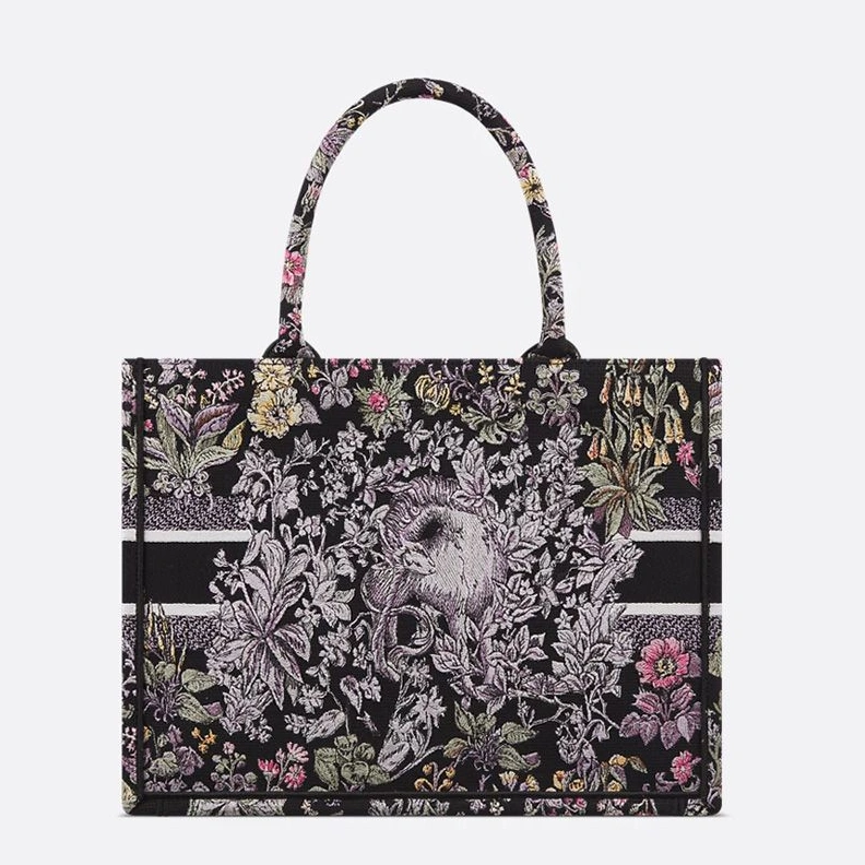 GoodFit 8255 Dior Book Tote In Millefiori Unicorn Motif Canvas Black