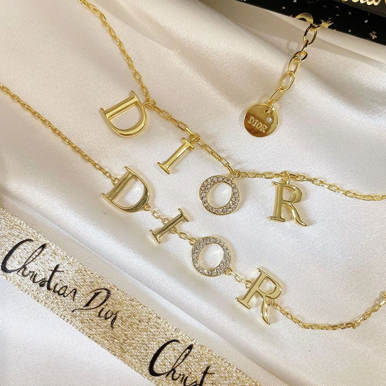 GoodFit 8301 Diorevolution Necklace Metal And White Crystals Gold