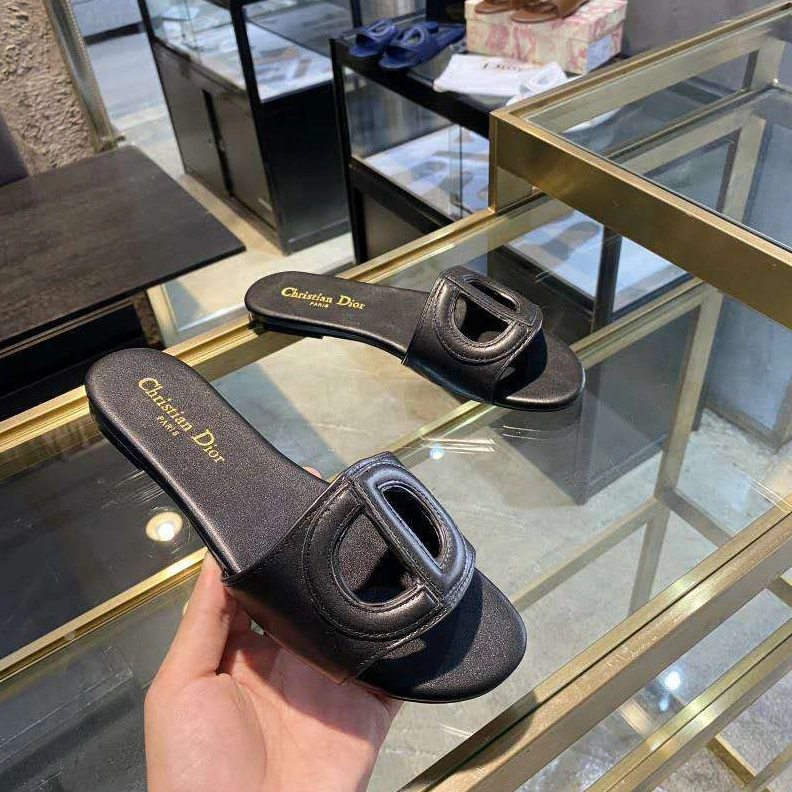 GoodFit 8767 Dior D-Club Slides Women Calfskin Black