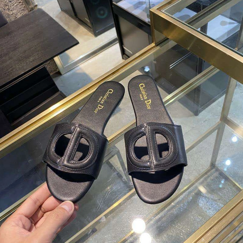 GoodFit 8767 Dior D-Club Slides Women Calfskin Black