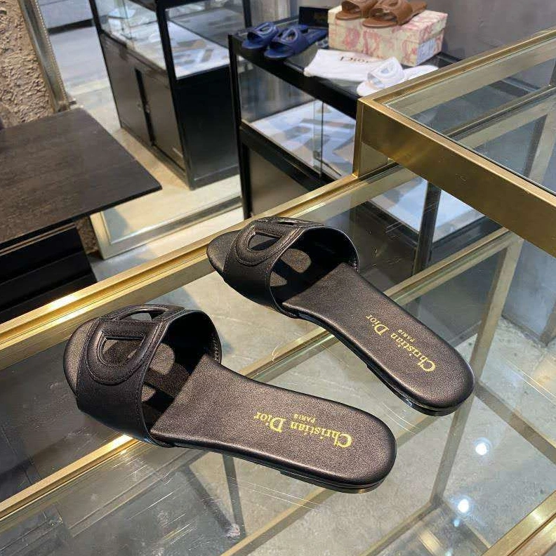 GoodFit 8767 Dior D-Club Slides Women Calfskin Black