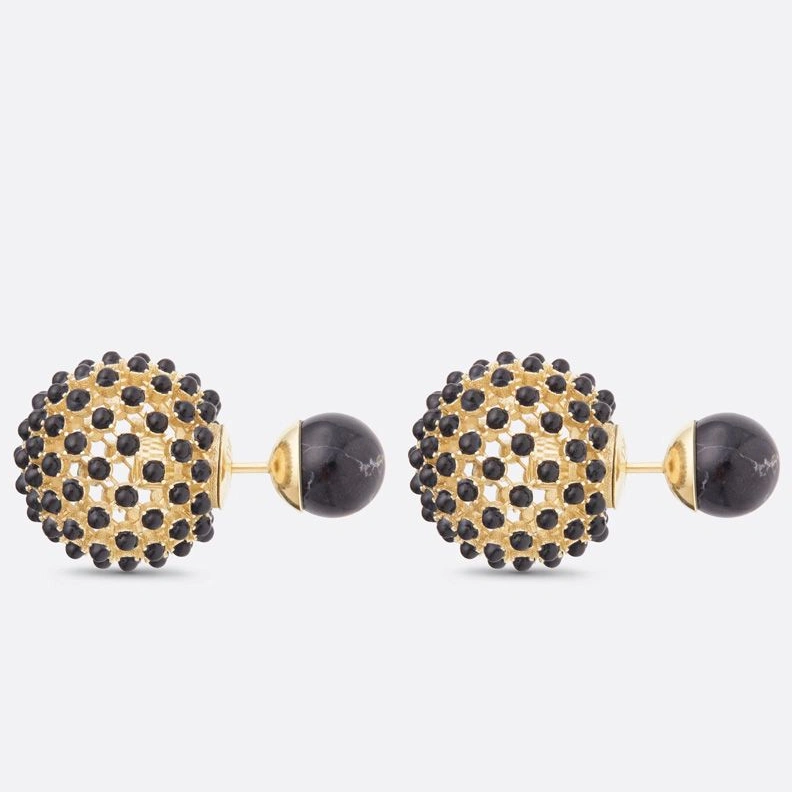 GoodFit 9323 Dior Tribales Earrings Metal and Stone-Effect Pearls Gold Black