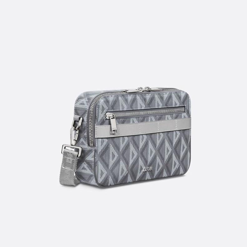 GoodFit 9396 Dior Safari Bag with Strap In CD Diamond Motif Canvas Grey