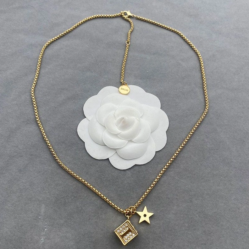 GoodFit 9558 Diorevolution Necklace Gold-Finish Metal with White Crystals Gold