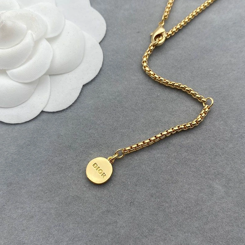 GoodFit 9558 Diorevolution Necklace Gold-Finish Metal with White Crystals Gold