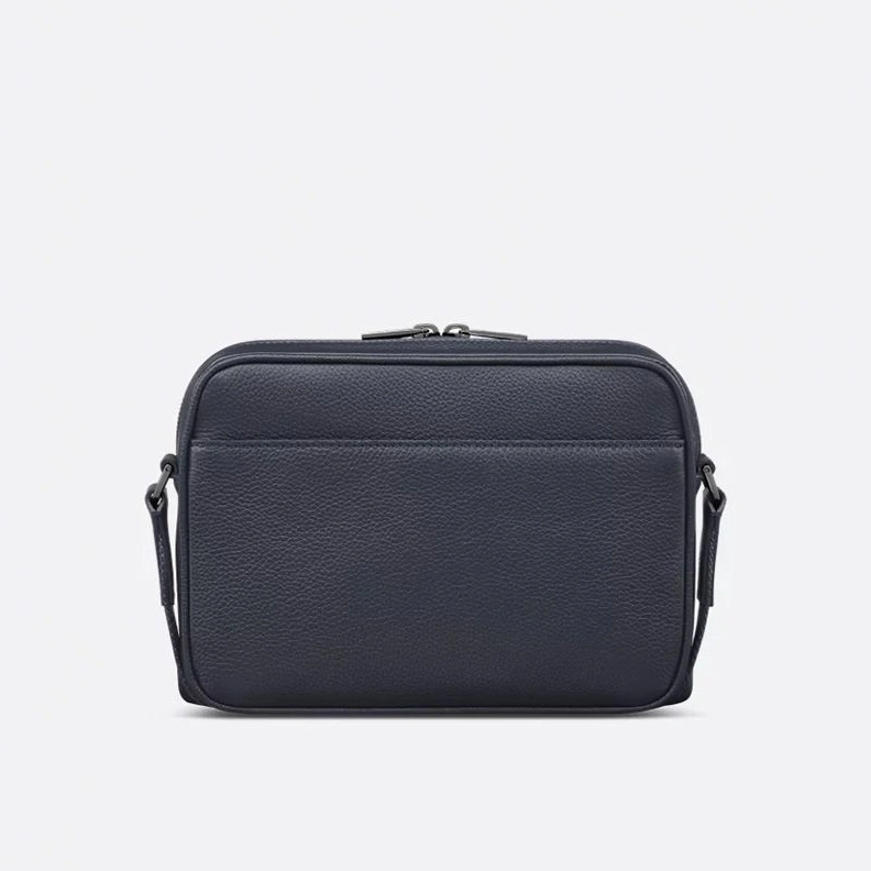 HighQuality 1128 Small Dior Rider 2.0 Zipped Messenger In Grained Calfskin with White Print Navy Blue