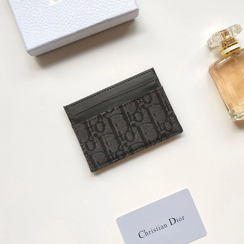 HighQuality 1485 Dior 30 Montaigne Card Holder Oblique Motif Canvas With CD Icon Signature Black