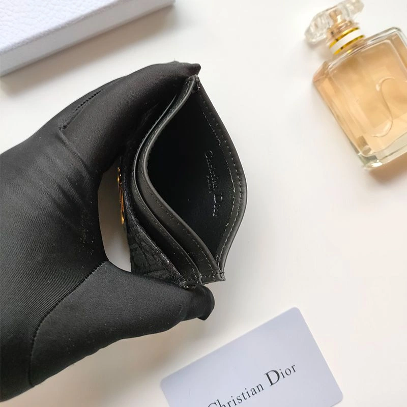 HighQuality 1485 Dior 30 Montaigne Card Holder Oblique Motif Canvas With CD Icon Signature Black