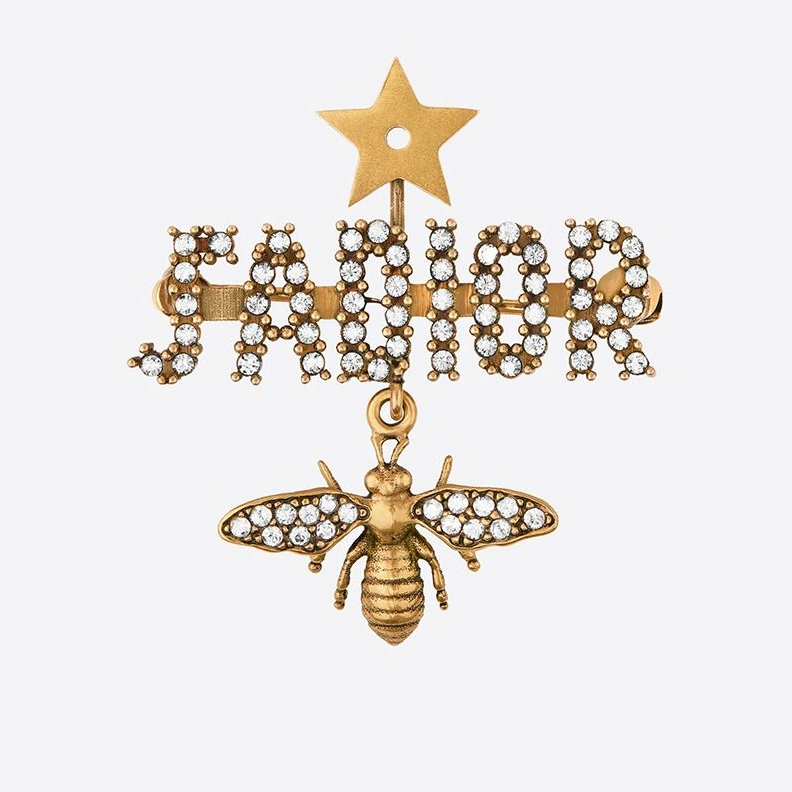 HighQuality 2316 J'Adior Brooch with Bee Star White Crystals Gold
