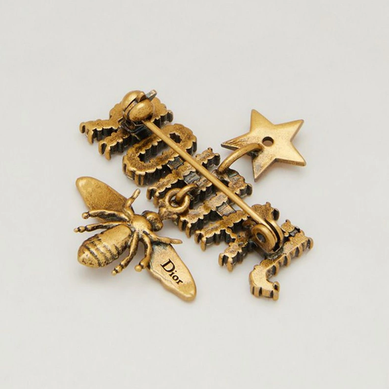 HighQuality 2316 J'Adior Brooch with Bee Star White Crystals Gold