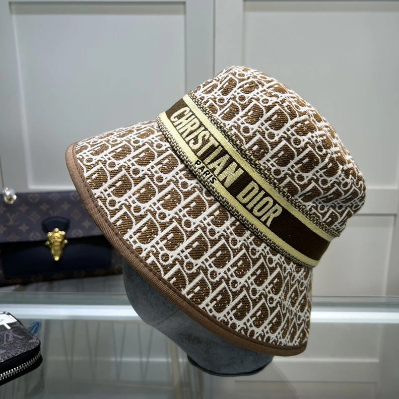 HighQuality 373 Christian Dior Bucket Hat D-Oblique Motif Canvas Brown