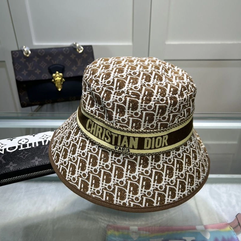 HighQuality 373 Christian Dior Bucket Hat D-Oblique Motif Canvas Brown