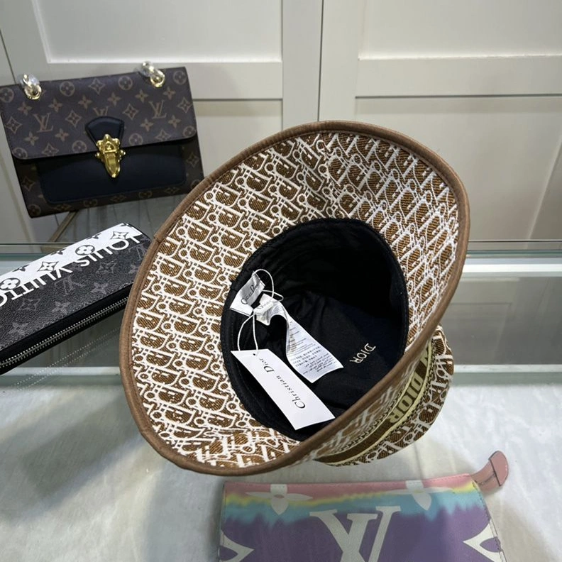 HighQuality 373 Christian Dior Bucket Hat D-Oblique Motif Canvas Brown