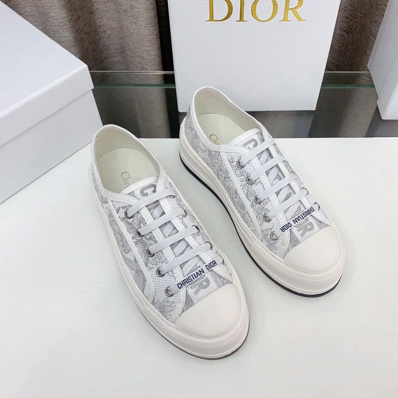 HighQuality 4064 Walk'N'Dior Platform Sneakers Unisex Jardin d'Hiver Motif Canvas Grey