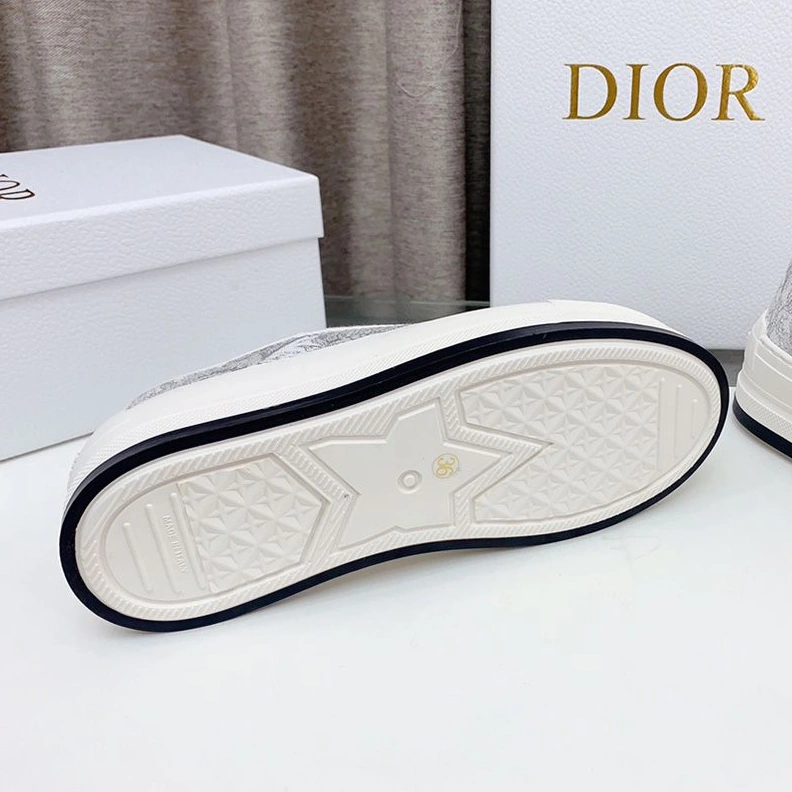HighQuality 4064 Walk'N'Dior Platform Sneakers Unisex Jardin d'Hiver Motif Canvas Grey