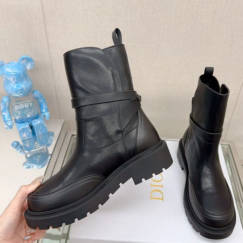 HighQuality 4149 Dior Empreinte Ankle Boots Women Calfskin Black