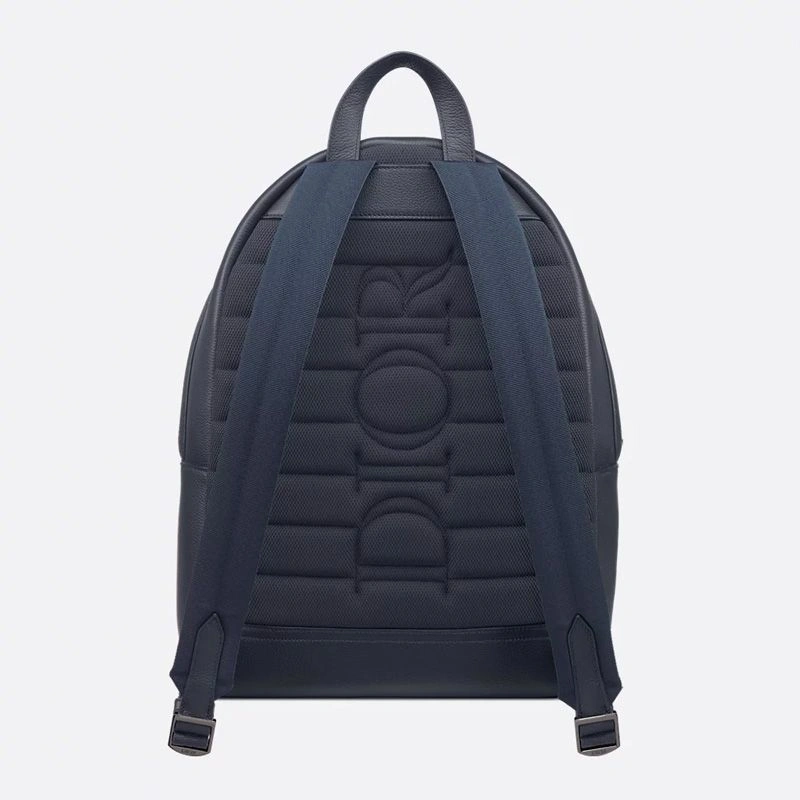 HighQuality 4683 Dior Rider 2.0 Zipped Backpack In Grained Calfskin with White Print Navy Blue Affordable