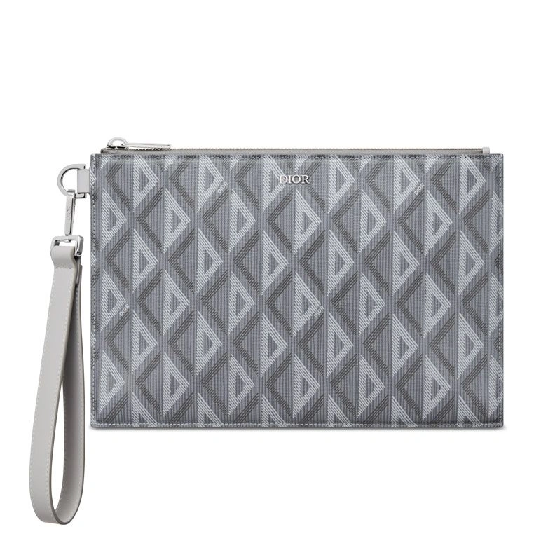 HighQuality 4904 Dior A5 Pouch In CD Diamond Canvas Grey