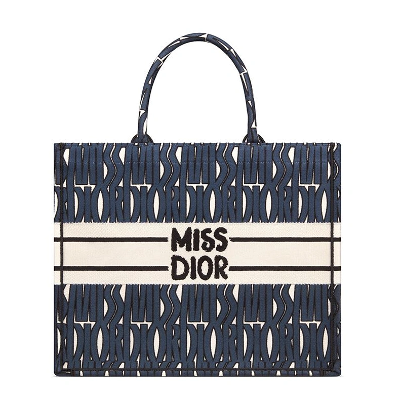 HighQuality 5296 Dior Book Tote In Miss Dior Allover Motif Canvas Blue