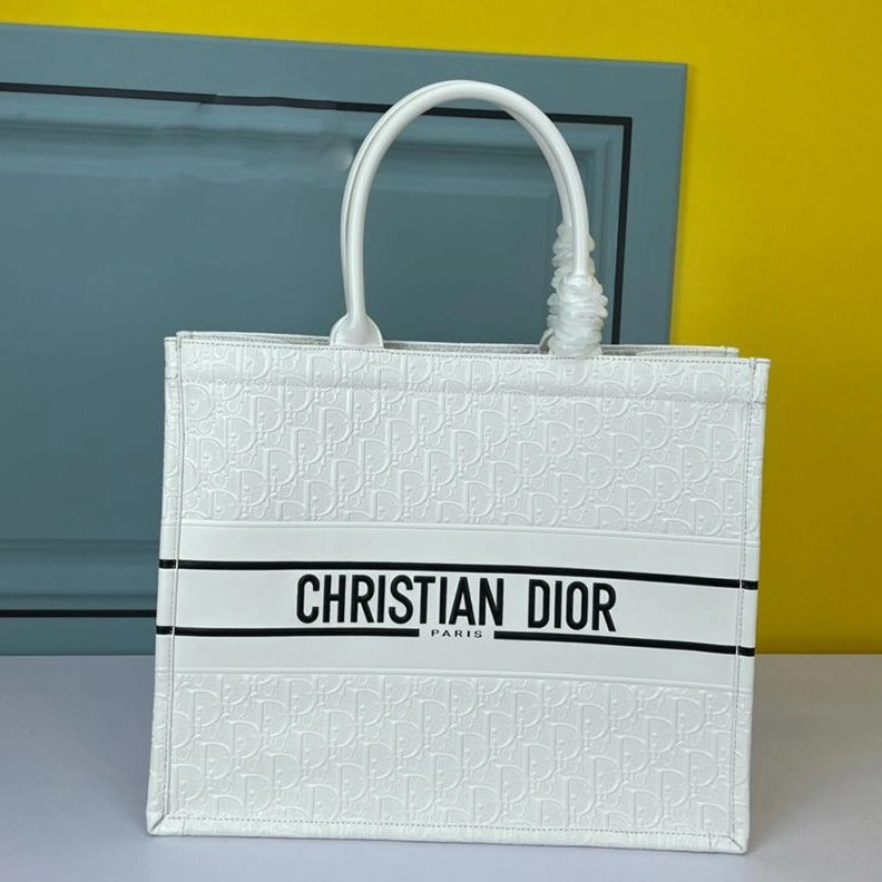 HighQuality 5350 Dior Book Tote Oblique Embossed Calfskin White Black