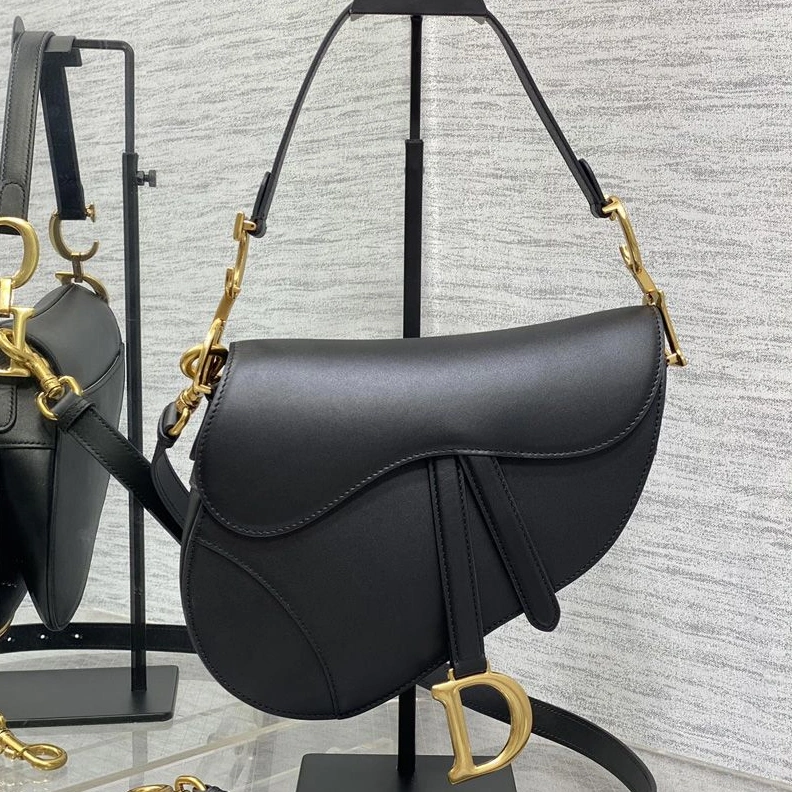 HighQuality 636 Dior Saddle Bag with Strap In Smooth Calfskin Black