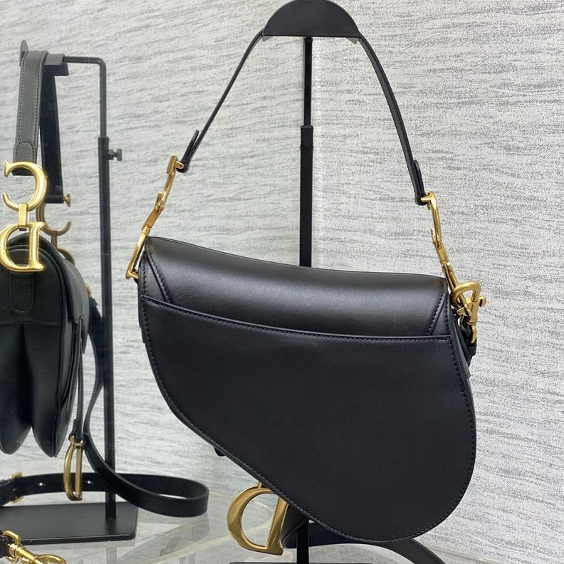 HighQuality 636 Dior Saddle Bag with Strap In Smooth Calfskin Black