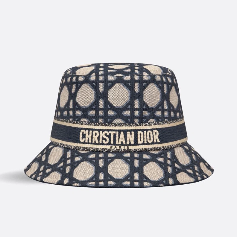 HighQuality 6726 Christian Dior Bucket Hat In Macrocannage Motif Cotton Blue