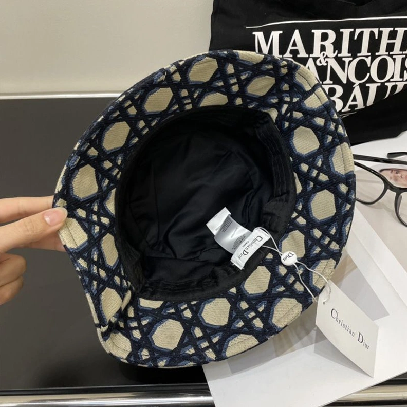 HighQuality 6726 Christian Dior Bucket Hat In Macrocannage Motif Cotton Blue