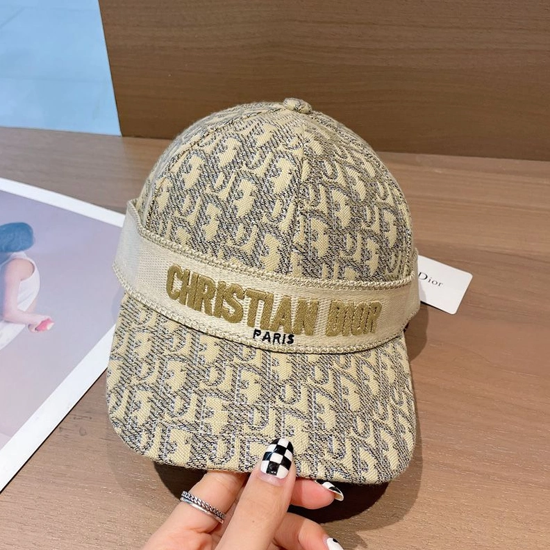 HighQuality 7255 Christian Dior Baseball Cap D-Oblique Motif Cotton Khaki